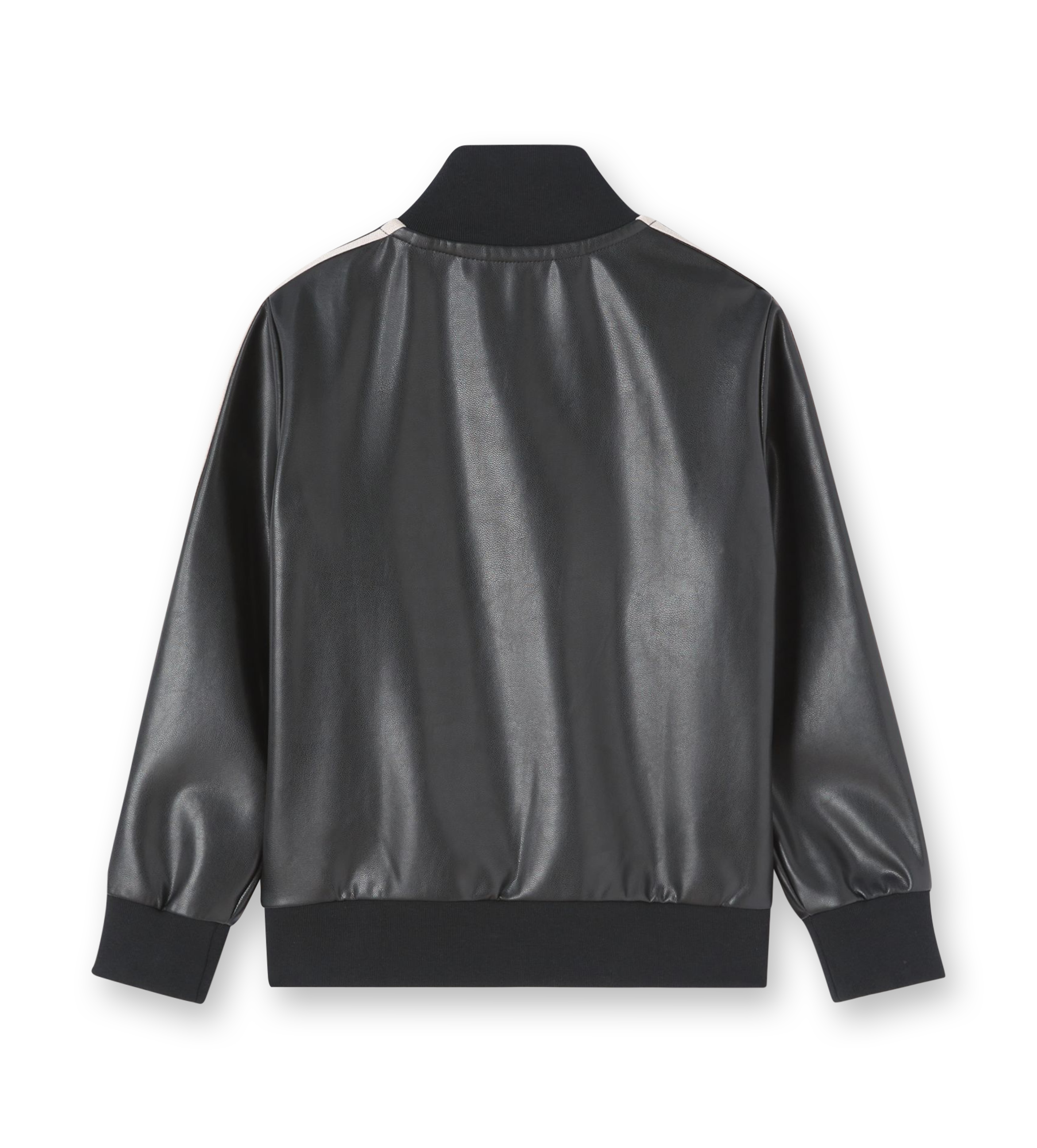 Leather Effect Track Jacket Black