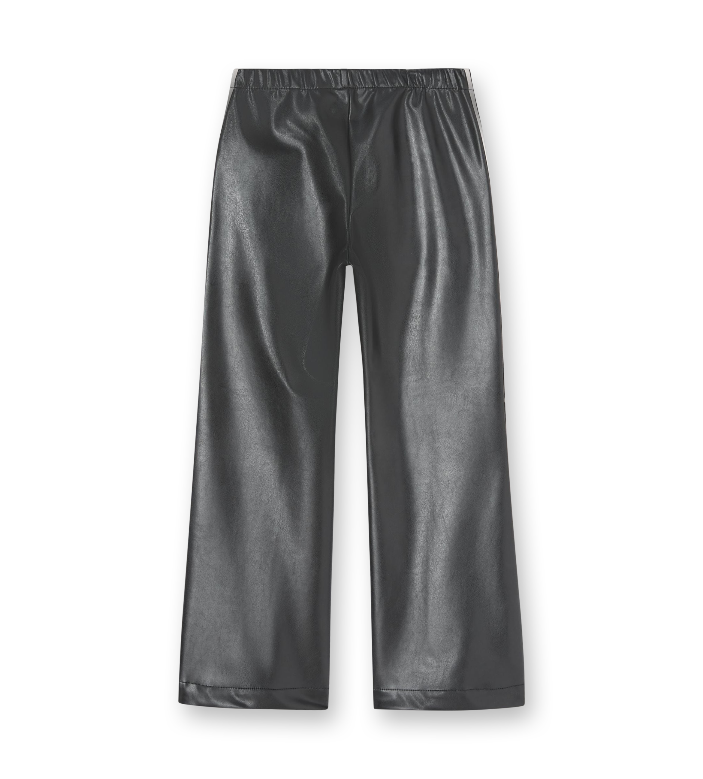 Leather Effect Track Flare Pants Black