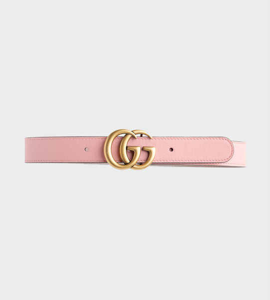 GUCCI: leather belt with double G - Pink  Gucci belt 4327071OY0G online at